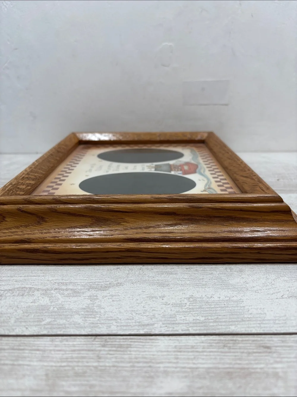 Vintage Noah's Ark DBL Framed Print Linda Spivey Y2k 90's Nursery Art Oak Frame